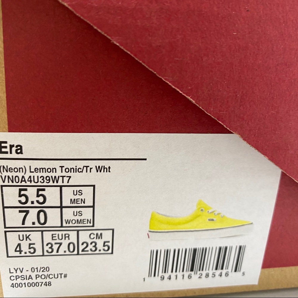 🌸 Sale 🌸 VANS Era Neon Lemon Yellow Canvas Women’s Size 7 Sneakers VN0A4U39WT7 - Picture 9 of 9